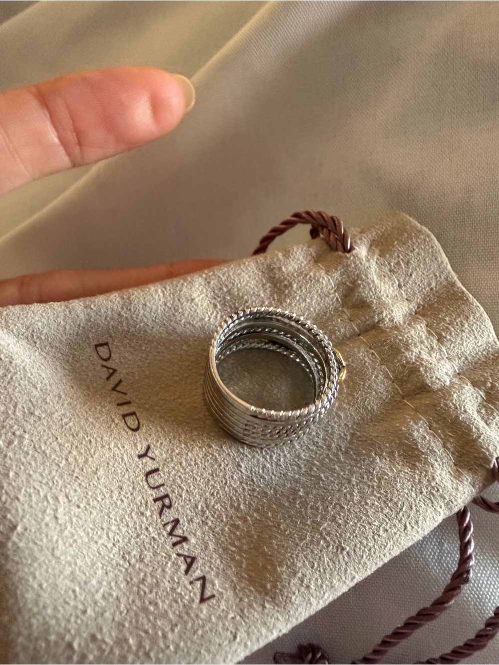 David Yurman Multi-Row Cable Ring Sterling Silver & 18K Yellow Gold Size 6.5 - Picture 13 of 16